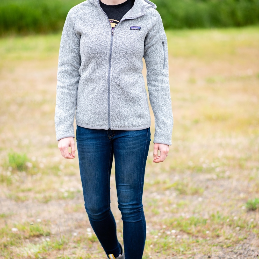 Birch White Patagonia Hooded Better Sweater  NWT